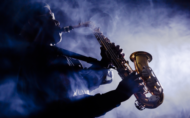 3500x2488 pix. Wallpaper musician, smoke, jazz, saxophone, music