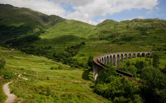3020x2000 pix. Wallpaper scotland, nature, rails, bridge, railway