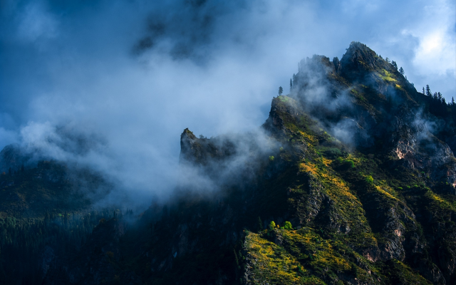 1920x1268 pix. Wallpaper mountains, clouds, fog, stone town, scenery, nature