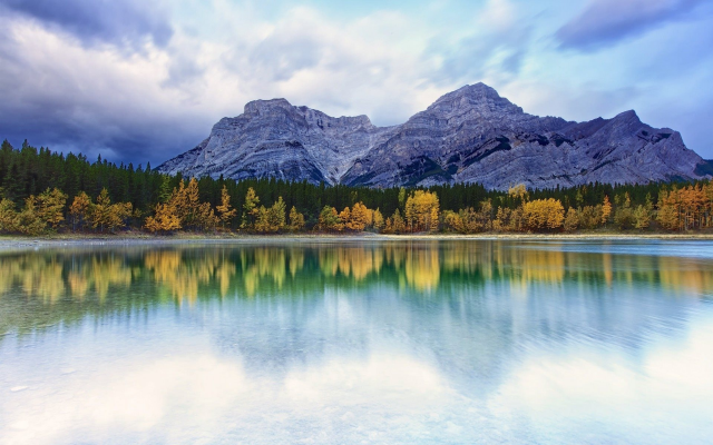 1920x1200 pix. Wallpaper wedge pond, mountains, lake, autumn, landscape, nature