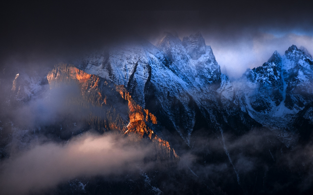 1920x1139 pix. Wallpaper sunrise, dawn, clouds, mountains, mist, mountain peaks, nature