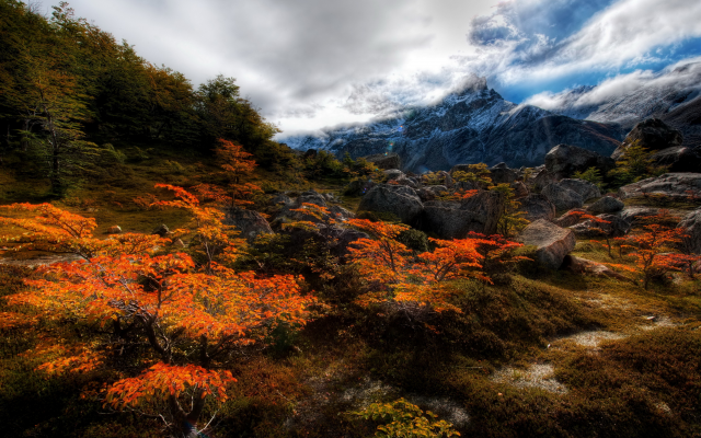 3982x2655 pix. Wallpaper mountains, rocks, argentina, clouds, hdr, nature, autumn