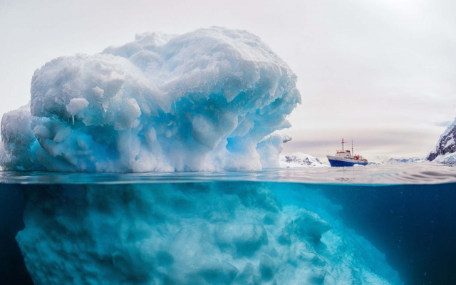 1920x1145 pix. Wallpaper antarctica, iceberg, ice, boat, ship, sea, underwater, nature