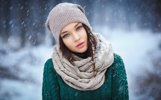 2048x1379 pix. Wallpaper angelina petrova, models, women, hat, snow, winter, sweater