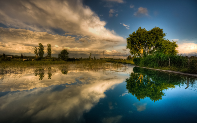 2048x1363 pix. Wallpaper summer, tree, lake, water, clouds, sky, reflection. nature
