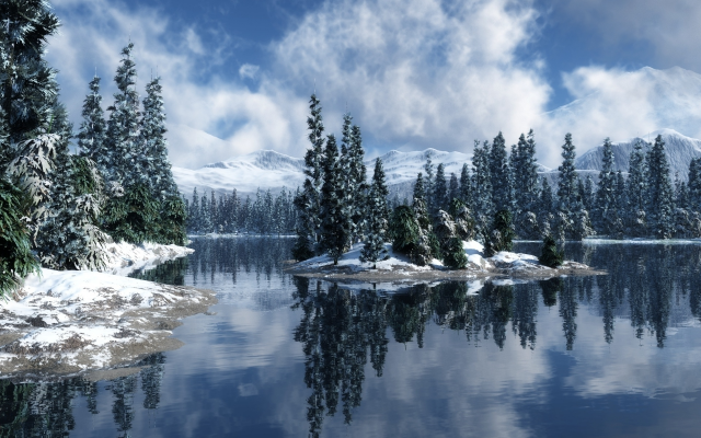 1920x1200 pix. Wallpaper winter, tree, hill, snow, mountains, nature