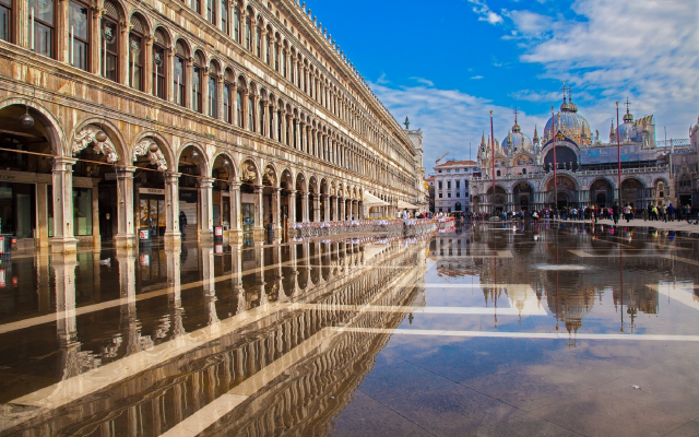 1920x1280 pix. Wallpaper venice, st. marks basilica, cathedral, doges palace, italy, flood, reflection