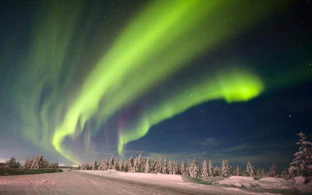 2475x1650 pix. Wallpaper yakutia, tussia, aurora, northern lights, forest, tree, winter, stars, snow, sky, night, nature
