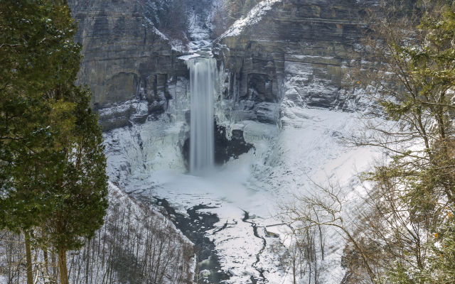 4608x3072 pix. Wallpaper taughannock falls, new york, waterfall, cliff, nature, ulysses, tompkins county