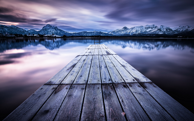 2560x1707 pix. Wallpaper lake, winter, snow, mountains, beautiful, nature, pier, lake