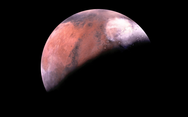 2048x1280 pix. Wallpaper planet, photo, shadow, mars, space