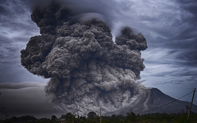 1920x1442 pix. Wallpaper eruption, smoke, ashes, mountains, volcano, nature