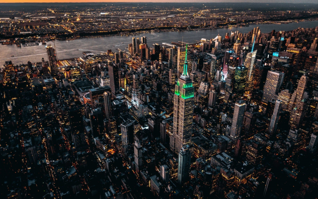 2048x1365 pix. Wallpaper cityscape, lights, evening, usa, skyscrapers, new york