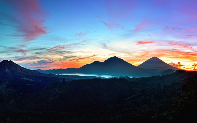 2560x1440 pix. Wallpaper mountains, sky, bali, sunrise, indonesia, kintamani, nature
