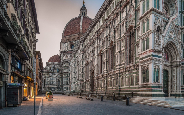 1920x1080 pix. Wallpaper architecture, old building, town, street, urban, Florence, Italy, lights, cathedral, arches, Gothic