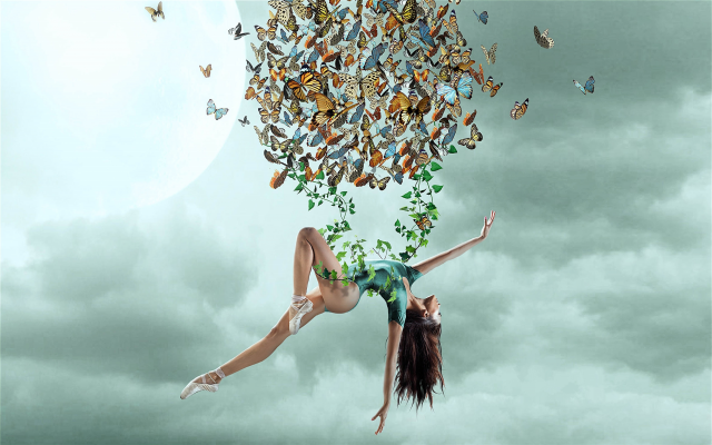 3150x1969 pix. Wallpaper sky, women, legs, girl, gymnast, butterfly