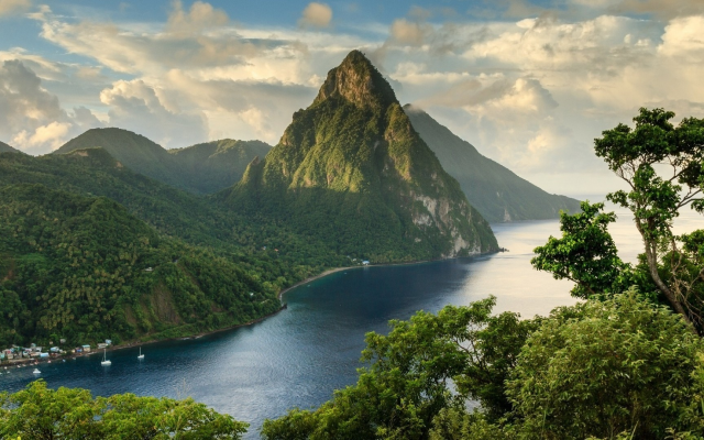 1920x1080 pix. Wallpaper sea, mountains, caribbean, saint lucia, ocean, beach, tropics, nature