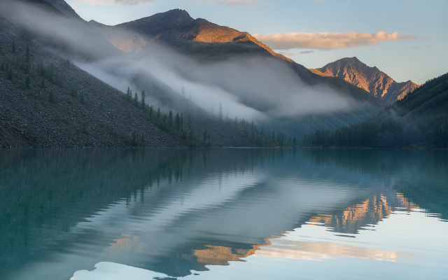 2000x1335 pix. Wallpaper altai, morning, dawn, siberia, alethoshavlinsky lakes, lake, russia, fog