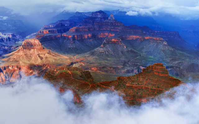 7200x4050 pix. Wallpaper grand canyon, clouds, rock, nature