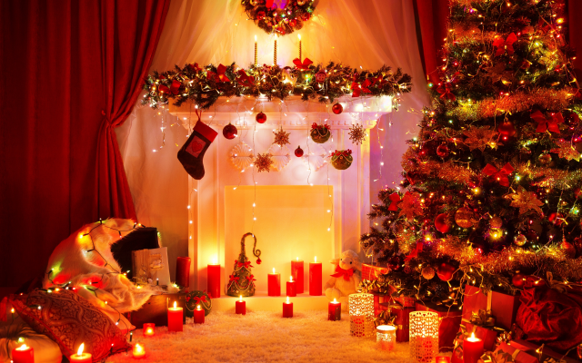 4454x3768 pix. Wallpaper holidays, christmas, new year, christmas tree, lights, candles