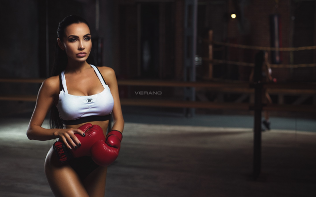 2188x1460 pix. Wallpaper girl, model, women, boxer, boxing gloves, tanned, brunette