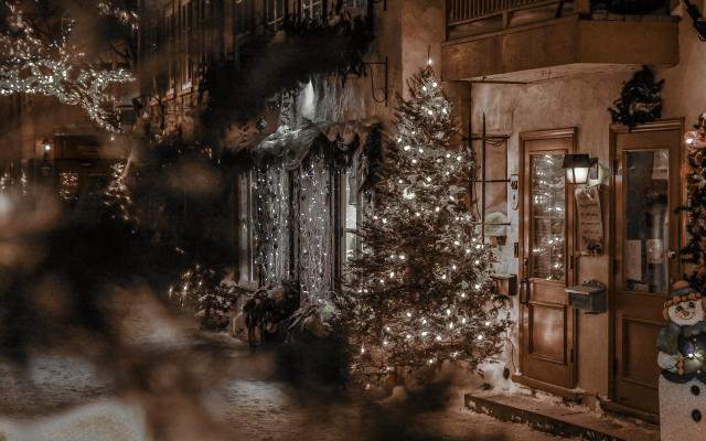 1920x1280 pix. Wallpaper street, holidays, quebec, canada, city, night, christmas
