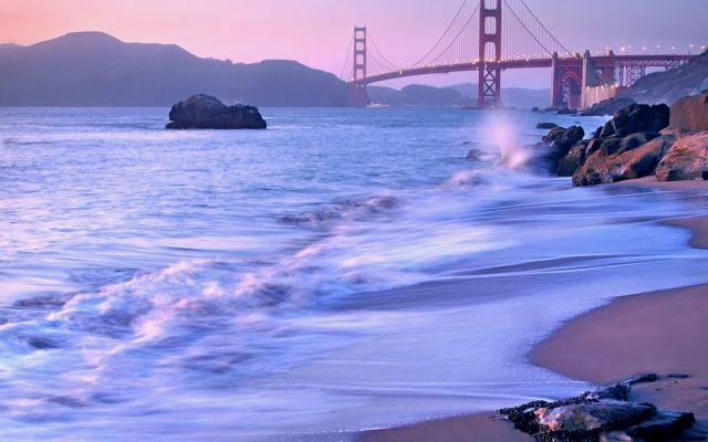 1920x1080 pix. Wallpaper sea, beach, bridge, golden gate bridge, seaside, city, nature, california