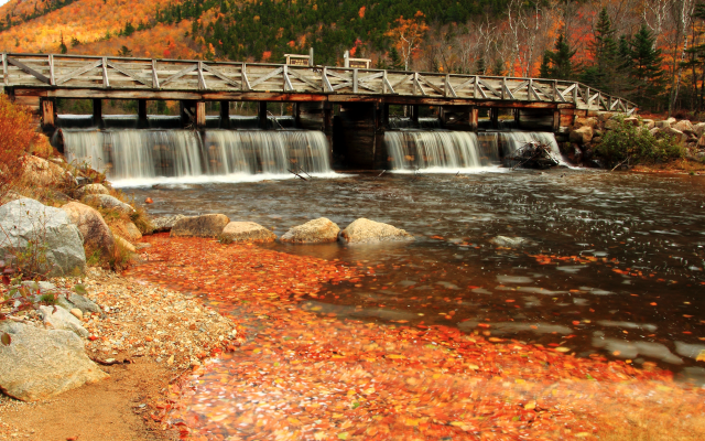 4752x3168 pix. Wallpaper river, bridge, autumn, stream, nature