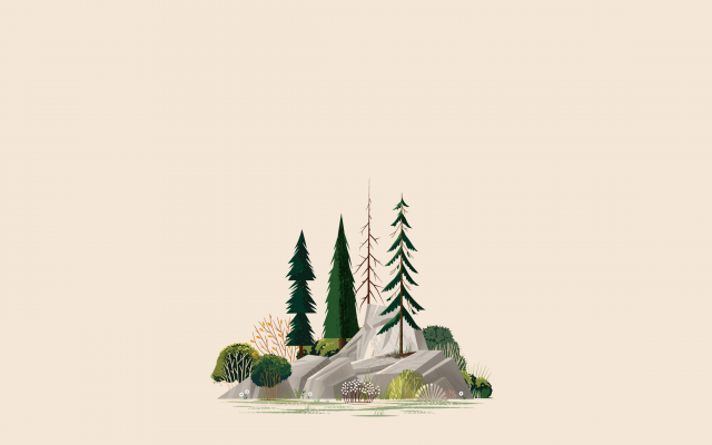 2560x1440 pix. Wallpaper illustration, simple, minimalism, forest, trees, rock