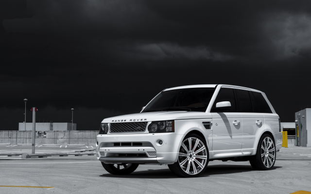 4193x2799 pix. Wallpaper white car, cars, dark clouds, range rover, land rover