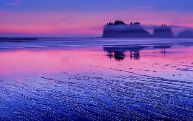 1920x1410 pix. Wallpaper reflection, shore, washington, pink water, clouds, rocks, sunset, usa, evening, sky, nature, beach