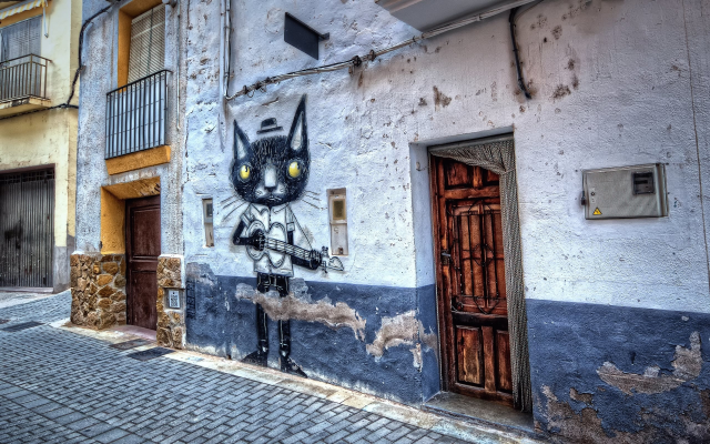2560x1600 pix. Wallpaper old quarter, graffiti, valencia, spain, fansara, city
