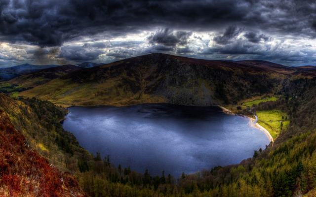 2700x1690 pix. Wallpaper nature, landscape, lake, clouds, mountain, Ireland, forest, grass, water