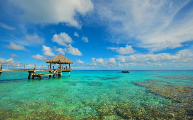 2480x1647 pix. Wallpaper rangiroa, atoll, french polynesia, topics, boat, sea, ocean, nature, pier, clouds, nature