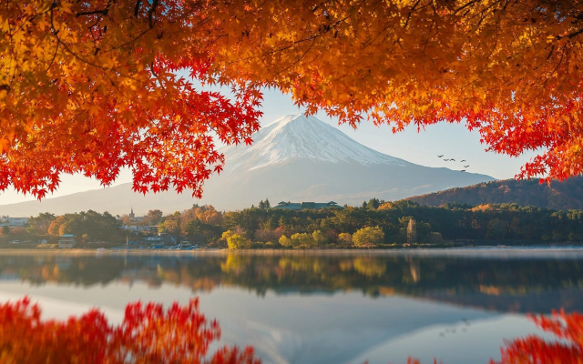 1920x1080 pix. Wallpaper japan, autumn, beautiful, nature, mountains, fuji, mount fuji, reflection