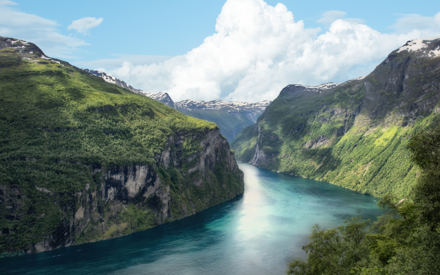 6000x4000 pix. Wallpaper geirangerfjord, norway, fjord, rock, nature, geiranger
