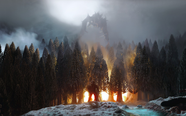 1920x1080 pix. Wallpaper video games, The Elder Scrolls V: Skyrim, Elder Scrolls, dragon, fire, forest, trees