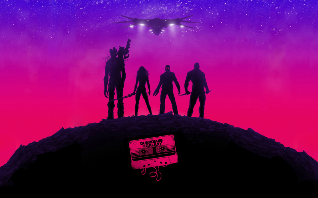 2880x1800 pix. Wallpaper Guardians of the Galaxy, purple, pink, cassettes, music