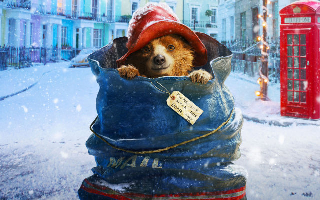 2880x1800 pix. Wallpaper bears, snow, Christmas, blue clothing, Red Hat, cute animals