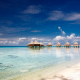French Polynesia, atolls, island, beach, nature, landscape, sea, clouds, tropical, bungalow, ocean wallpaper