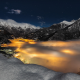 Alps, mountains, snow, Italy, lights, stars, clouds, nature, landscape, evening wallpaper