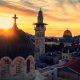 Jerusalem, sky, sunset, cross, Holy City, church wallpaper