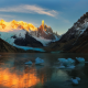 lake, glacier, sunrise, mountains, snow, ice, nature, argentina wallpaper