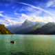 mountains, clouds, Alps, Switzerland, sailboats, nature, lake wallpaper