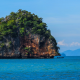 sea, boat, rock, limestone, krabi, thailand, tropical, nature wallpaper