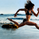 fitness, girl, beach, women, running wallpaper