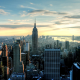 new york, usa, city, cityscape, sunset, skyscrapers wallpaper