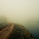 nature, river, fog, mist, dirty road, grass, fence, frost wallpaper