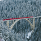 trein, rhaetian railway, langwieser viaduct, bridge, switzerland, nature, winter, forest, snow, tree wallpaper
