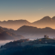 sunrise, fog, mist, mountains, village, slovenia, nature wallpaper